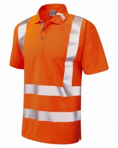 Leo Workwear P09-O Broadsands Coolviz Ultra High Visibility Orange Polo Shirt